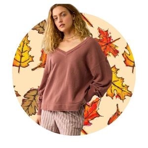Women's V-Neck Sweater in Rose by [Brand]